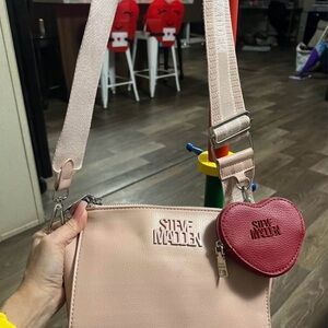 Steve Madden Blush Crossbody Bag with Red Heart Pouch